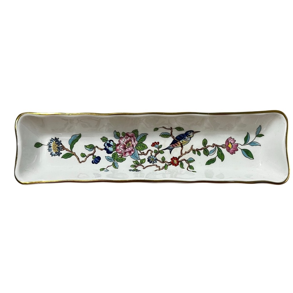 Vintage Aynsley England Fine Bone China Mink Trinket Tray 8.25” Dish White